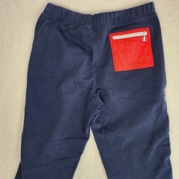 Champion Mens Small Colorblock Fleece Nylon Jogger Sweatpants Navy White Red - Picture 6 of 14